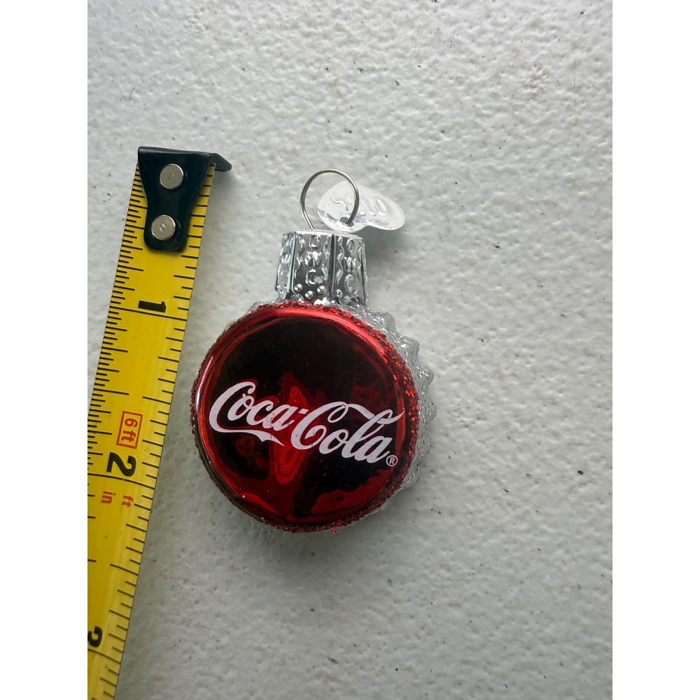 Coca-Cola Bottle Cap Glass Christmas Ornament Old World Christmas Red Silver OWC